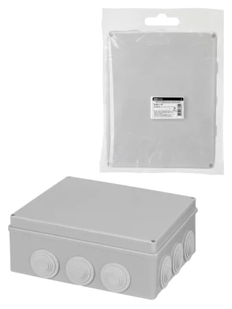 Распаячная коробка ОП 240х190х90мм, крышка, IP55, 12 гермовводов, инд. штрихкод, TDM