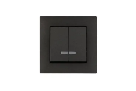 Выключатель 2-клав. с подсветкой Karea RIZZ STAR дым. металлик Makel 88050023