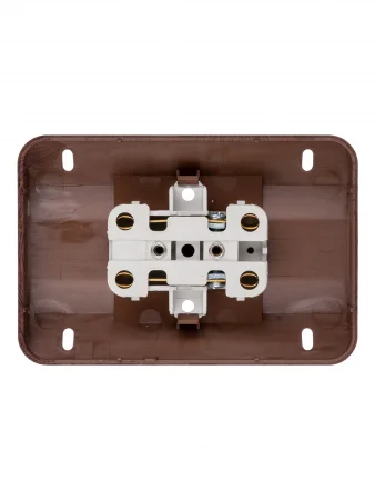 Розетка угловая двойная 2П открытой установки с з/ш IP20 250В 10А бук "Ладога" TDM