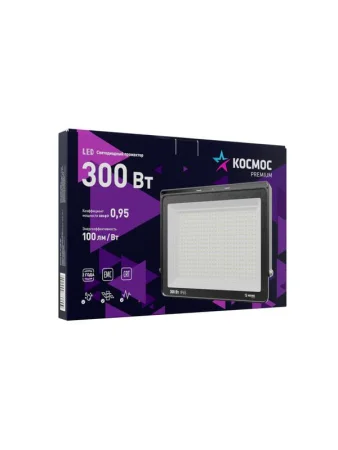 Прожектор светодиодный PREMIUM 300Вт 6500К 30000лм IP65 КОСМОС KOS_PR_LED_300 Прожектор светодиодный PREMIUM 300Вт 6500К 30000лм IP65 КОСМОС KOS_PR_LED_300