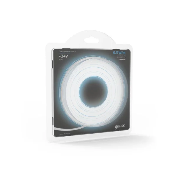 Лента светодиодная Black 2835/120-SMD 6.5Вт/м 5000К холод. бел. IP20 600лм/м 24В (блист.5м) GAUSS 312000265