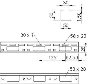 Мини-канал 50х50 L3000 сталь 1.5мм AZK 050 FT OBO 6075142