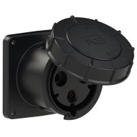 343-6xs PCE Розетка встраиваемая 125А/230V/1P+N+E/IP67, черная, фланец 120x120