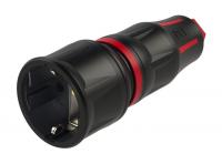 25730-src PCE Розетка кабельная 16A/250V/2P+E/IP20 корпус черный, маркер красный, шторки, индикатор