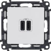Устройство зарядное Valena Life с 2-мя USB-разъемами тип C-тип C 240В/5В 3000мА с лиц. панелью бел. Leg 753107