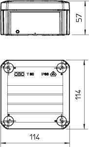 Коробка распределительная 114х114х57мм IP66 T 60 OE закрыт. свет. сер. OBO 2007239