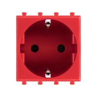 Розетка 1-м 2мод. Avanti "Красный квадрат" 16А IP20 2P+E защ. шторки красн. DKC 4401002