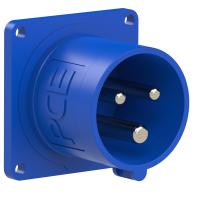 613-6f3v PCE Вилка встраиваемая 16А/230V/1P+N+E/IP44 с никелированными контактами