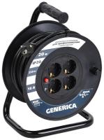 Удлинитель на катушке 4х20м 16А IP20 УК20 2P+PE 3х1.5 термозащита GENERICA WKP20-16-04-20-G