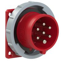 6172-6v Вилка встраиваемая 16A/400V/6P+E/IP67, фланец 75x75, никелированные контакты