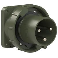 633-6.u PCE Вилка встраиваемая 63А/230V/2P+E/IP67, фланец 100x100, бронзово-зеленый
