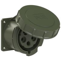 3252-6.u PCE Розетка встраиваемая 32А/400V/3P+N+E/IP67, фланец 75x75, бронзово-зеленый