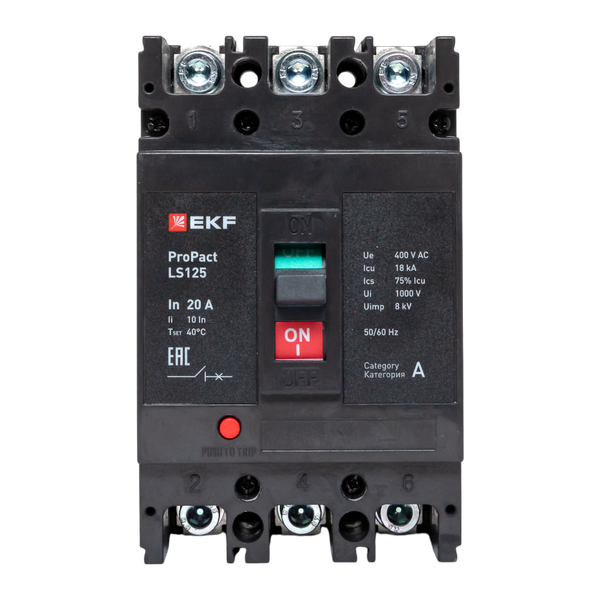 Выключатель автоматический 3п 20А 18кА LS125 ProPact EKF mccb-125-18-3-20-ls