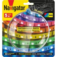 Лента светодиодная 95 146 NLS-SET-04 RGB 5м 60шт/м адаптер 1м IP20 Navigator 95146