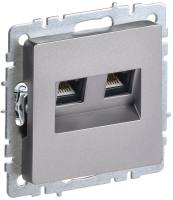Розетка компьютерная двойная СП RJ45 кат.6 BRITE РК11-2-БрС механизм сталь IEK BR-K20-2-K46