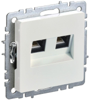 Розетка компьютерная двойная СП RJ45 кат.6 BRITE РК11-2-БрЖ механизм жемчуж. IEK BR-K20-2-K36