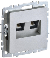 Розетка компьютерная двойная СП RJ45 кат.5E BRITE РК10-2-БрА алюм. IEK BR-K20-1-K47