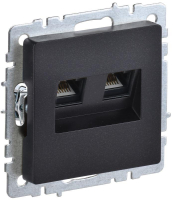 Розетка компьютерная двойная СП RJ45 кат.6 BRITE РК11-2-БрЧ механизм черн. IEK BR-K20-2-K02