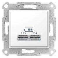 Розетка USB Sedna 2.1А (2х1.05А) механизм бел. SchE SDN2710221