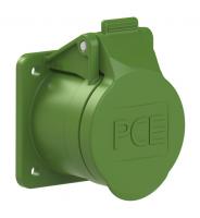 383-3f4v PCE Розетка встраиваемая 16А/24-42V/2P+E/IP44, фланец 55х55, никелированные контакты