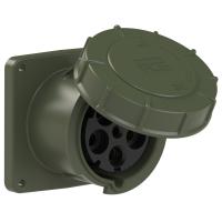 345-6.u PCE Розетка встраиваемая 125А/400V/3P+N+E/IP67, фланец 120x120, бронзово-зеленый