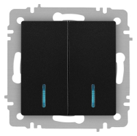 Выключатель Accent 6-105-05 двойн. с подсветкой 10А-250В IP20 СУ AL/CU антрацит Intro Б0063516