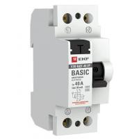 Выключатель дифференциального тока (УЗО) 2п 40А 30мА тип AC Basic электрон.EKF elcb-2-40-30e-sim