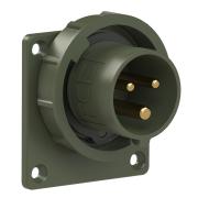 6132-6.u PCE Вилка встраиваемая 16A/230V/1P+N+E/IP67, фланец 75x75, бронзово-зеленый