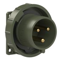6232-6.u PCE Вилка встраиваемая 32A/230V/1P+N+E/IP67, фланец 75x75, бронзово-зеленый