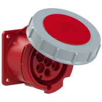 3272-6v PCE Розетка встраиваемая 32А/400V/6P+E/IP67, фланец 75x75, никелированные контакты