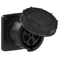 345-6xs PCE Розетка встраиваемая 125А/400V/3P+N+E/IP67, черная, фланец 120x120