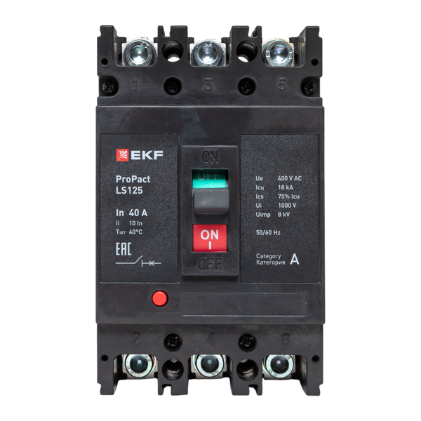 Выключатель автоматический 3п 40А 18кА LS125 ProPact EKF mccb-125-18-3-40-ls
