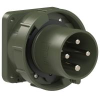 634-6.u PCE Вилка встраиваемая 63А/400V/3P+E/IP67, фланец 100x100, бронзово-зеленый
