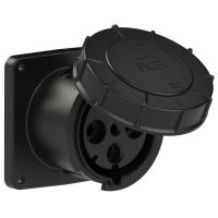 344-6xs PCE Розетка встраиваемая 125А/400V/3P+E/IP67, черная, фланец 120x120