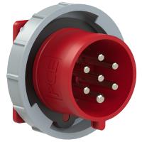 6272-6v Вилка встраиваемая 32A/400V/6P+E/IP67, фланец 75x75, никелированные контакты