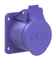 362f9v PCE Розетка встраиваемая 16А/24V/2P/IP44, фланец 54х60, никелированные контакты