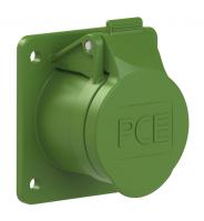392-3f8v PCE Розетка встраиваемая 32А/24-42V/2P/IP44, фланец 60х70, никелированные контакты