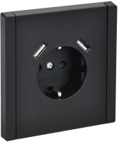 Розетка FORTE&PIANO FP145 16А USB A+A 3.1А с заземл. защ. штроки винт. крепл. черн. IEK FP-R14-16-U21-D31-K02