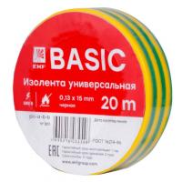 Изолента класс В 0.13х15мм (рул.20м) желт./зел. EKF plc-iz-b-yg