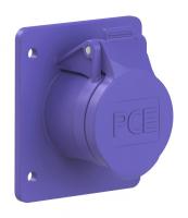 372f87v PCE Розетка встраиваемая 32A/24V/2P/IP44,фланец 75х85, никелированные контакты