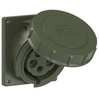 4252-6.u PCE Розетка встраиваемая наклонная 32А/400V/3P+N+E/IP67, фланец 92x100, бронзово-зелёный