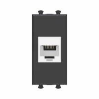 Розетка телефонная 1мод. Avanti "Черный матовый" RJ12 модульная без шторок механизм DKC 4412611