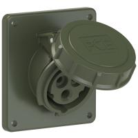 4132-6.u PCE Розетка встраиваемая наклонная 16А/230V/1P+N+E/IP67, фланец 92x100, бронзово-зелёный