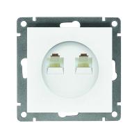 Розетка компьютерная 2-м СП Афина RJ45 кат.5E механизм бел. Universal A1086