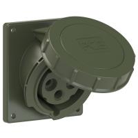 4232-6.u PCE Розетка встраиваемая наклонная 32А/230V/1P+N+E/IP67, фланец 92x100, бронзово-зелёный