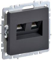 Розетка компьютерная двойная СП RJ45 кат.6 BRITE РК11-2-БрГ механизм графит IEK BR-K20-2-K53