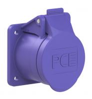 362f4v PCE Розетка встраиваемая 16А/24V/2P/IP44, фланец 55х55, никелированные контакты