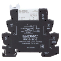 Реле интерфейсное 1CO ком. ток 6А AgSnO2 напряжение 24В AC/DC винт. клеммы DKC IRK-24UC-1CO