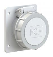 3822-12f87v PCE Розетка встраиваемая 16A/42V/2P/IP67, фланец 75x85, никелированные контакты