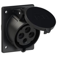 424-6x PCE Розетка встраиваемая наклонная 32А/400V/3P+E/IP44, черная, фланец 80x97